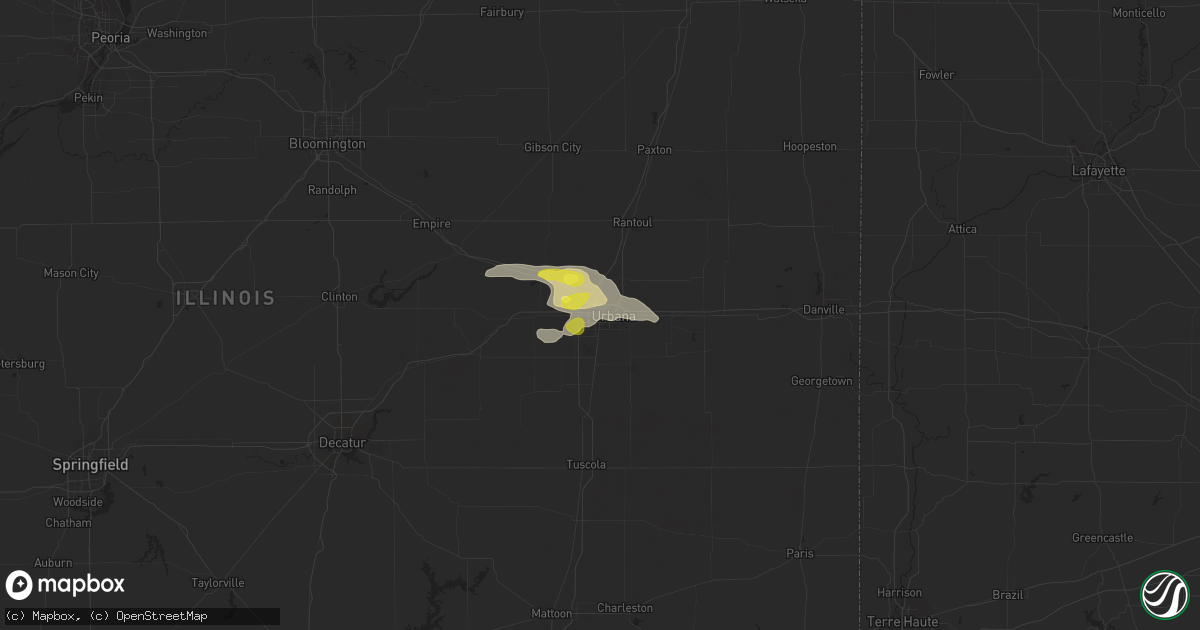 Hail map in Champaign, IL on July 19, 2020