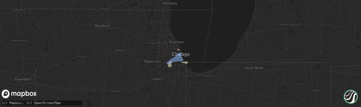 Hail map in Chicago, IL on July 19, 2020