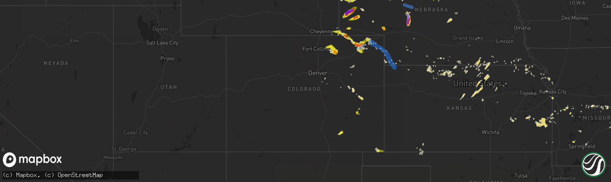 Hail map in Colorado on July 19, 2020