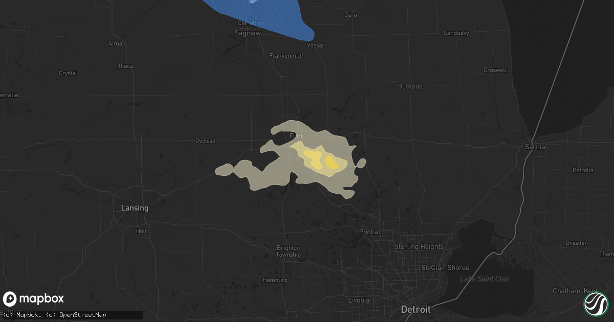 Hail map in Grand Blanc, MI on July 19, 2020