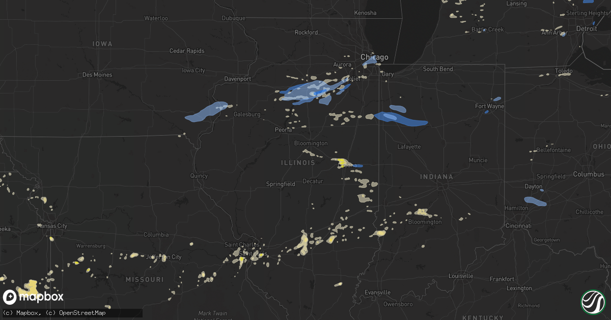Hail map in Illinois on July 19, 2020