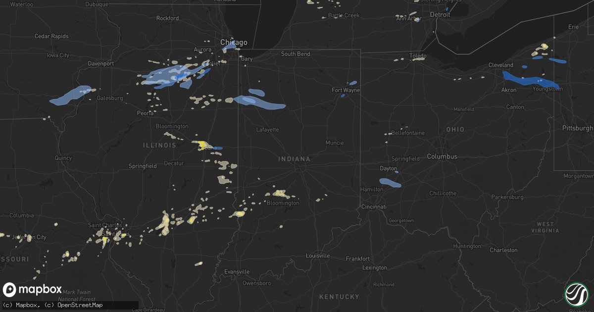 Hail map in Indiana on July 19, 2020