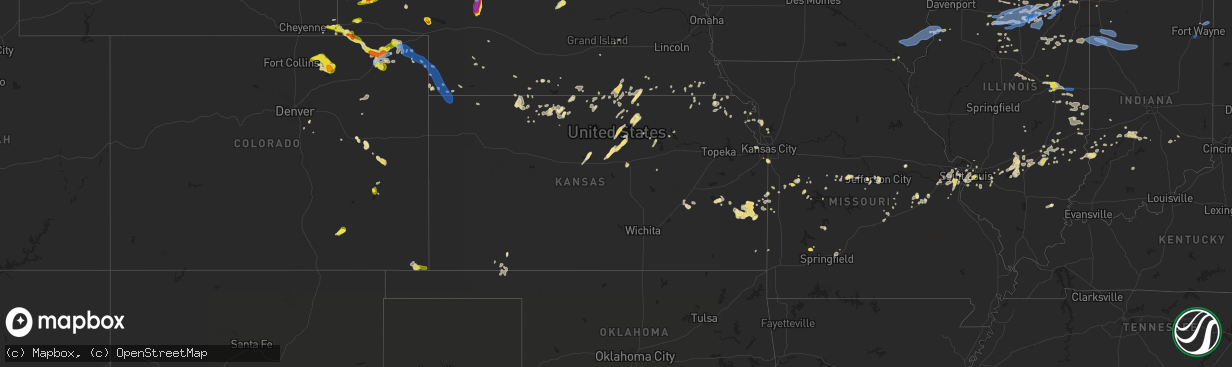 Hail map in Kansas on July 19, 2020