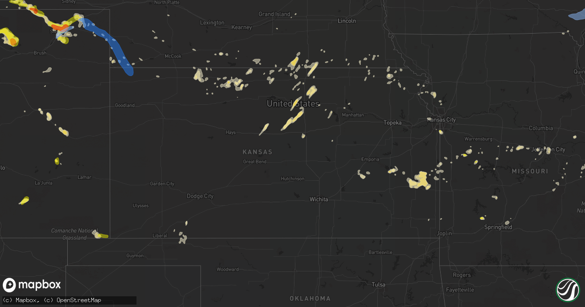 Hail map in Kansas on July 19, 2020