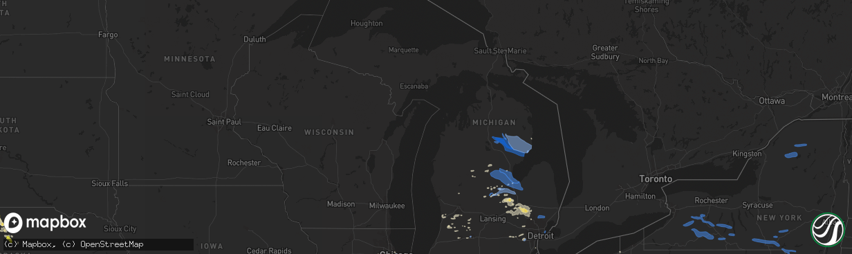 Hail map in Michigan on July 19, 2020