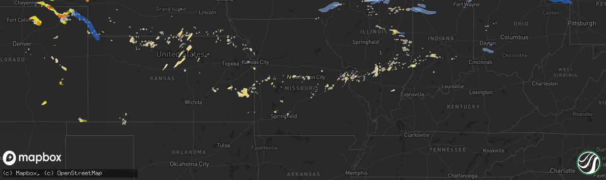 Hail map in Missouri on July 19, 2020