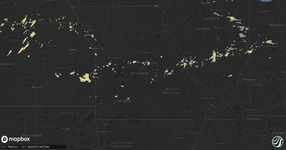 Hail map in Missouri on July 19, 2020
