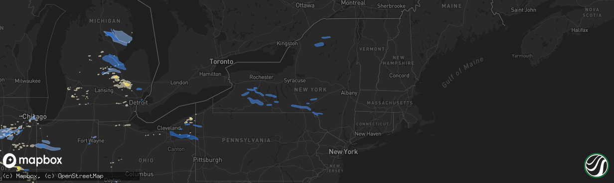 Hail map in New York on July 19, 2020