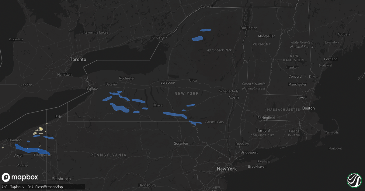 Hail map in New York on July 19, 2020