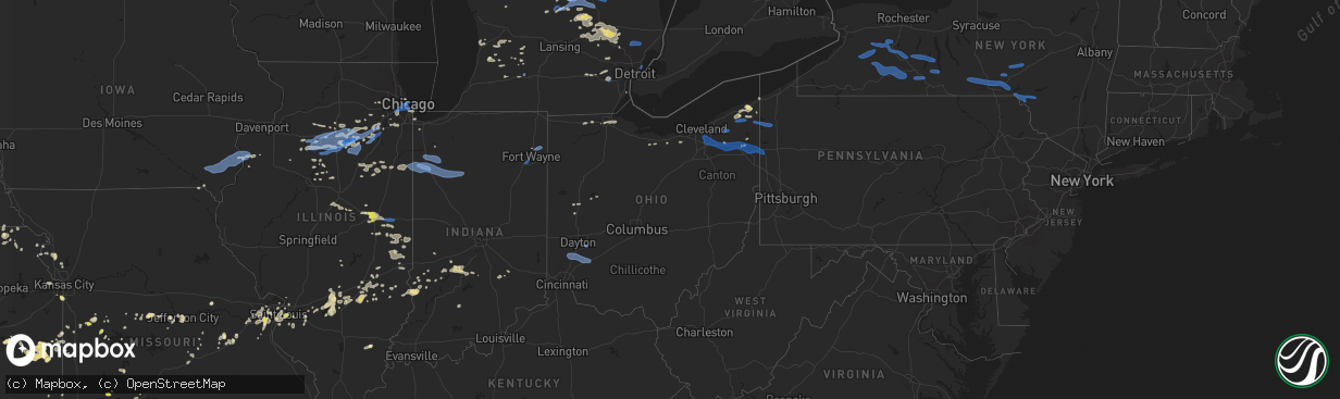 Hail map in Ohio on July 19, 2020