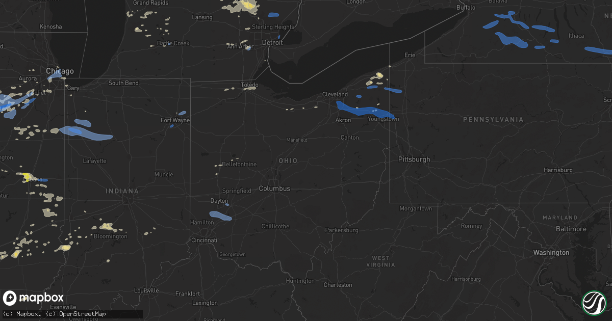 Hail map in Ohio on July 19, 2020
