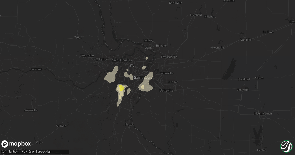 Hail map in Saint Louis, MO on July 19, 2020