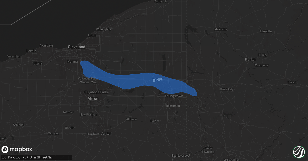 Hail map in Warren, OH on July 19, 2020