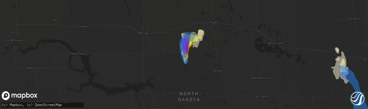 Hail map in Balfour, ND on July 19, 2021