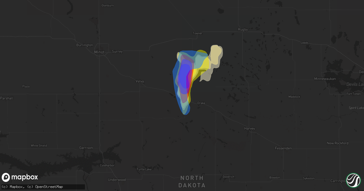 Hail map in Balfour, ND on July 19, 2021