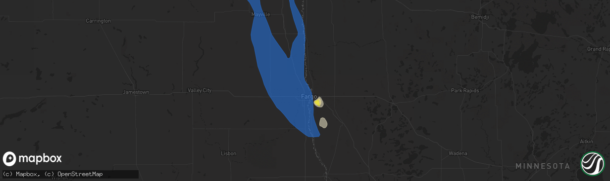 Hail map in Fargo, ND on July 19, 2021