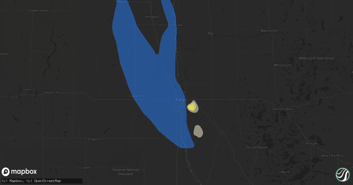 Hail map in Fargo, ND on July 19, 2021