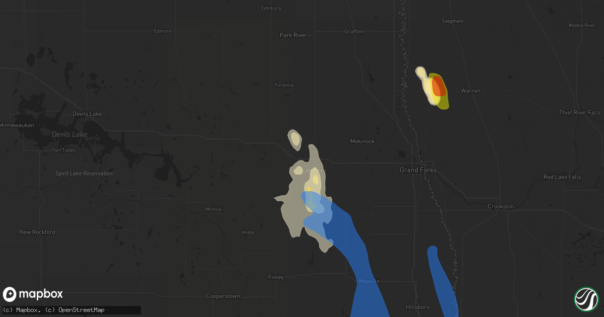 Hail map in Larimore, ND on July 19, 2021
