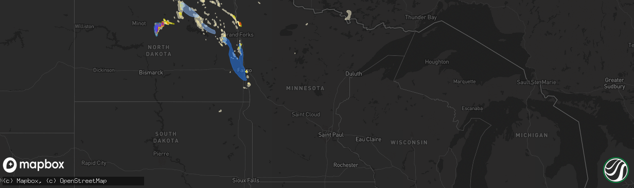 Hail map in Minnesota on July 19, 2021