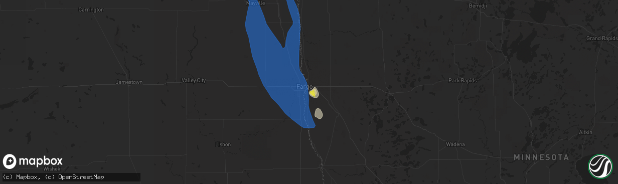 Hail map in Moorhead, MN on July 19, 2021