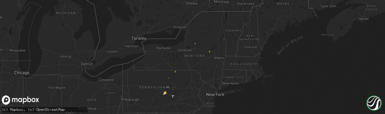 Hail map in New York on July 19, 2021