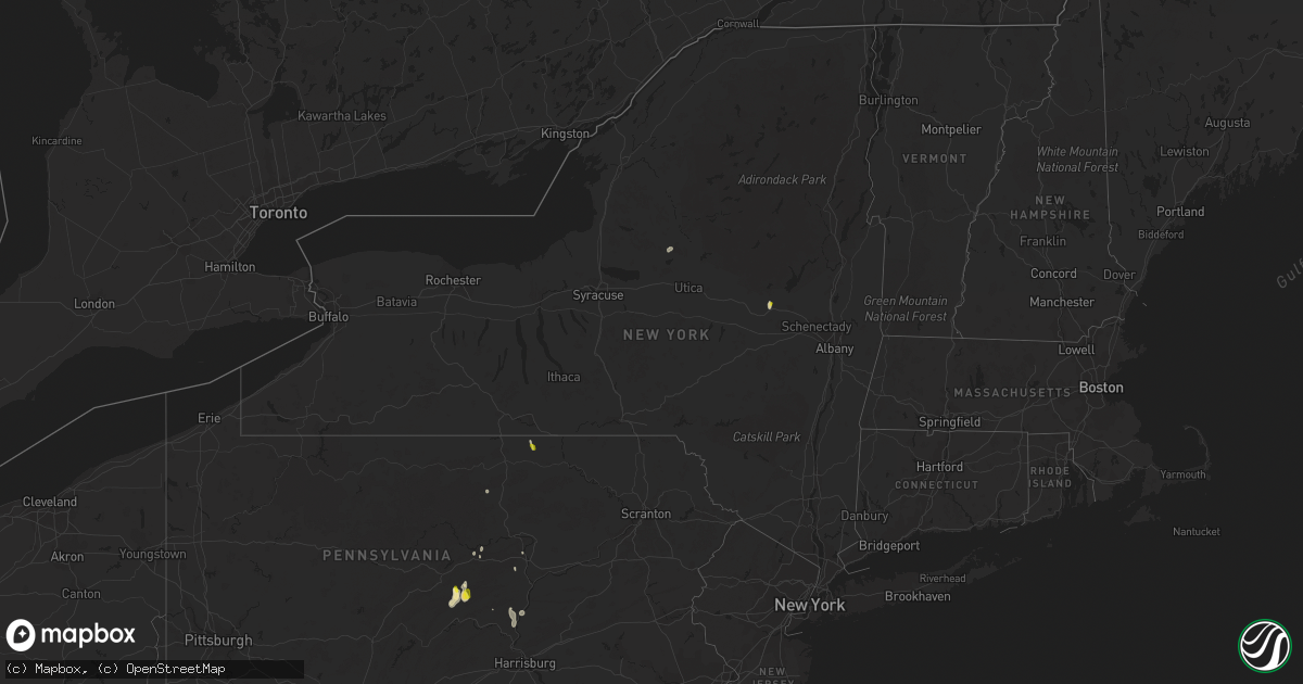 Hail map in New York on July 19, 2021
