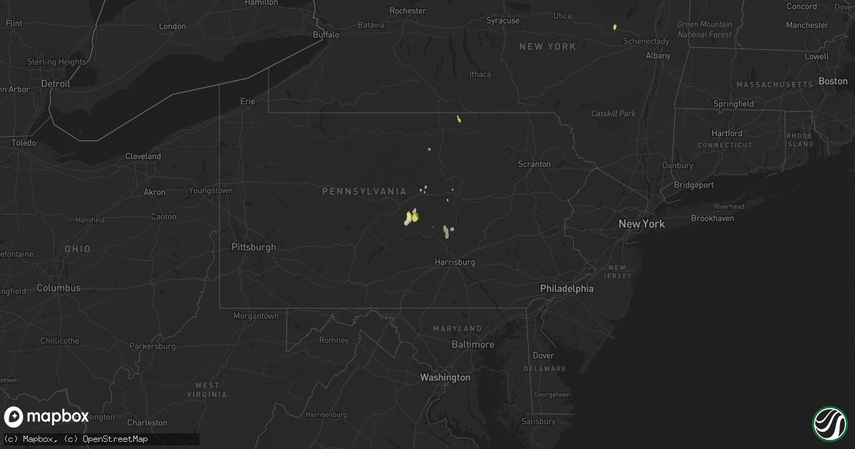 Hail map in Pennsylvania on July 19, 2021