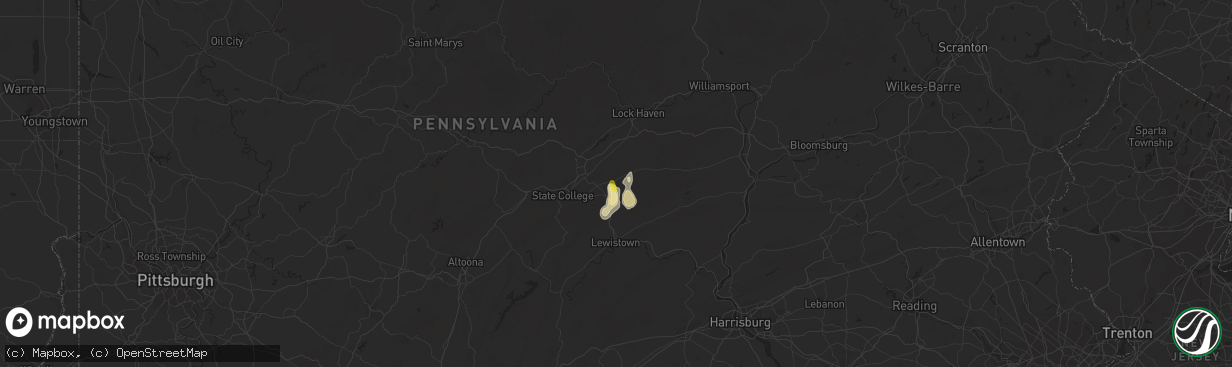 Hail map in Spring Mills, PA on July 19, 2021