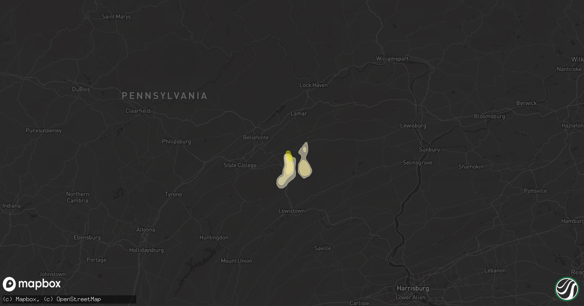 Hail map in Spring Mills, PA on July 19, 2021