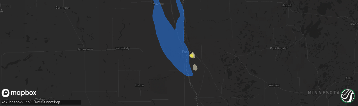 Hail map in West Fargo, ND on July 19, 2021