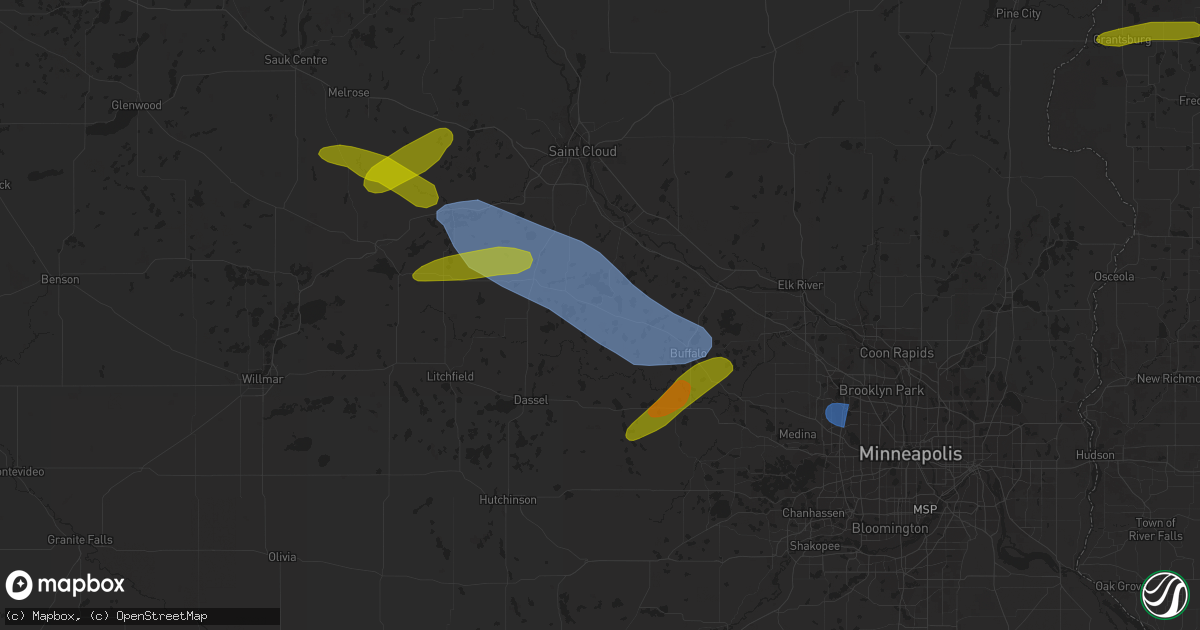 Hail map in Annandale, MN on July 19, 2023
