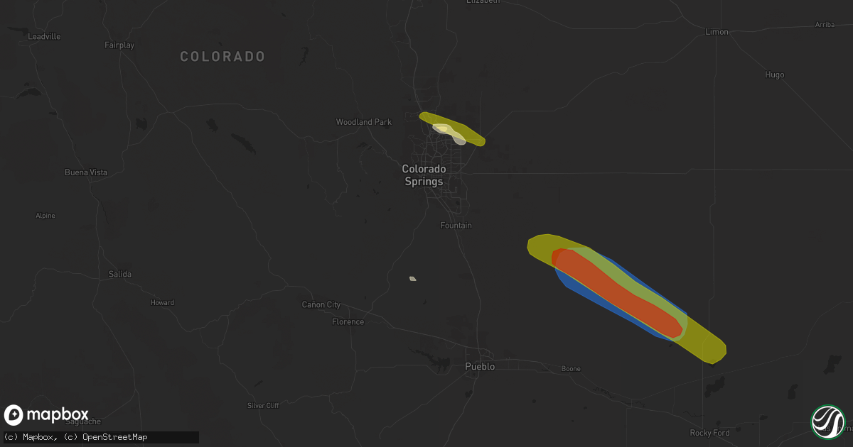 Hail map in Colorado Springs, CO on July 19, 2023