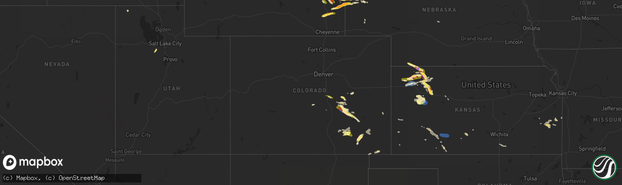 Hail map in Colorado on July 19, 2023