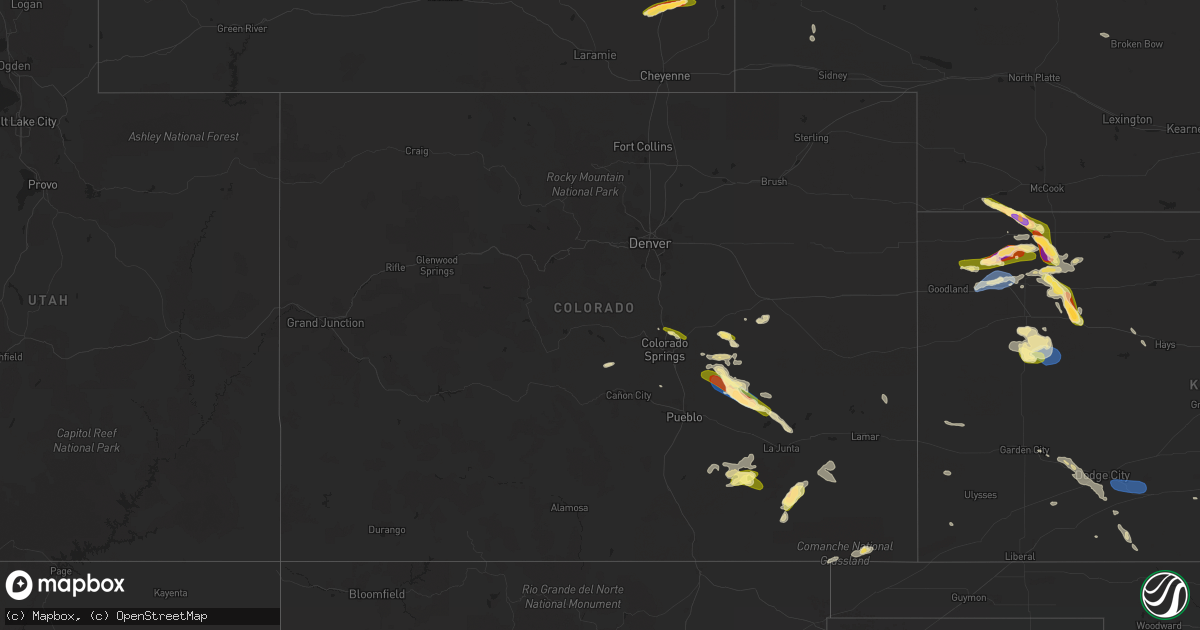 Hail map in Colorado on July 19, 2023