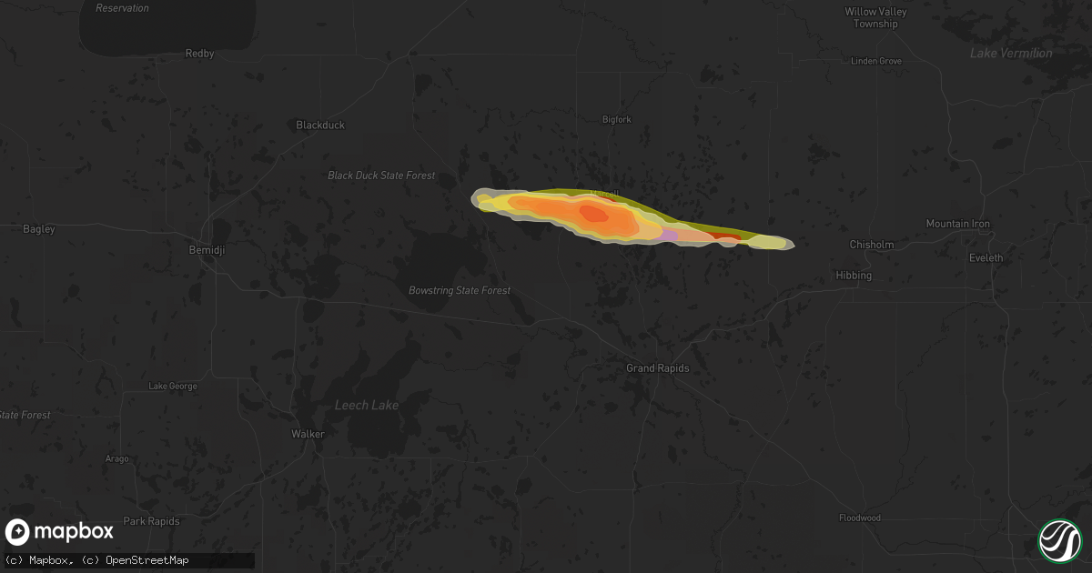 Hail map in Deer River, MN on July 19, 2023