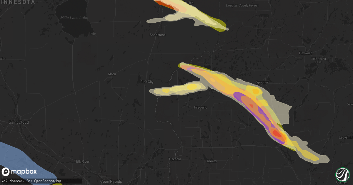 Hail map in Grantsburg, WI on July 19, 2023