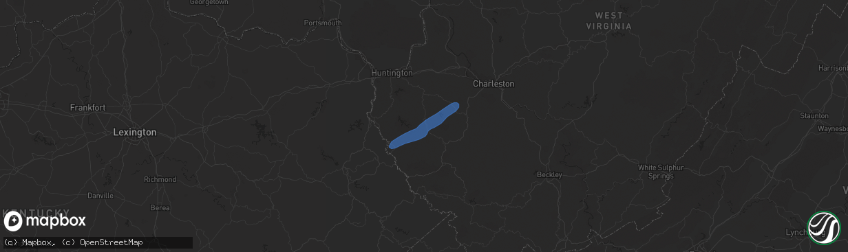 Hail map in Griffithsville, WV on July 19, 2023