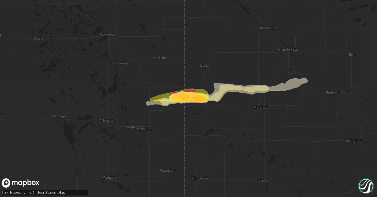 Hail map in Hendricks, MN on July 19, 2023
