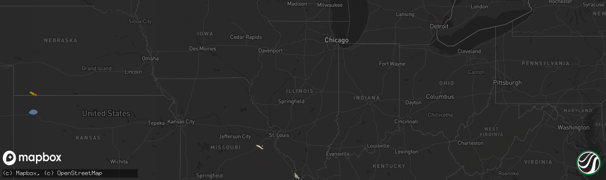 Hail map in Illinois on July 19, 2023
