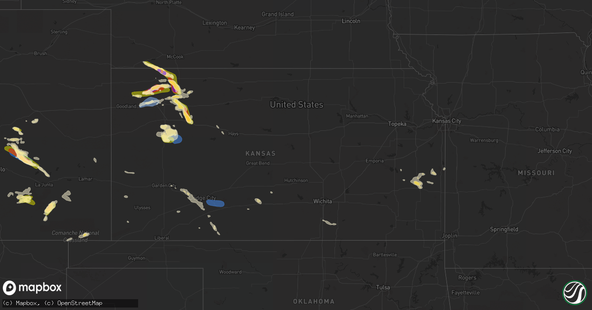 Hail map in Kansas on July 19, 2023