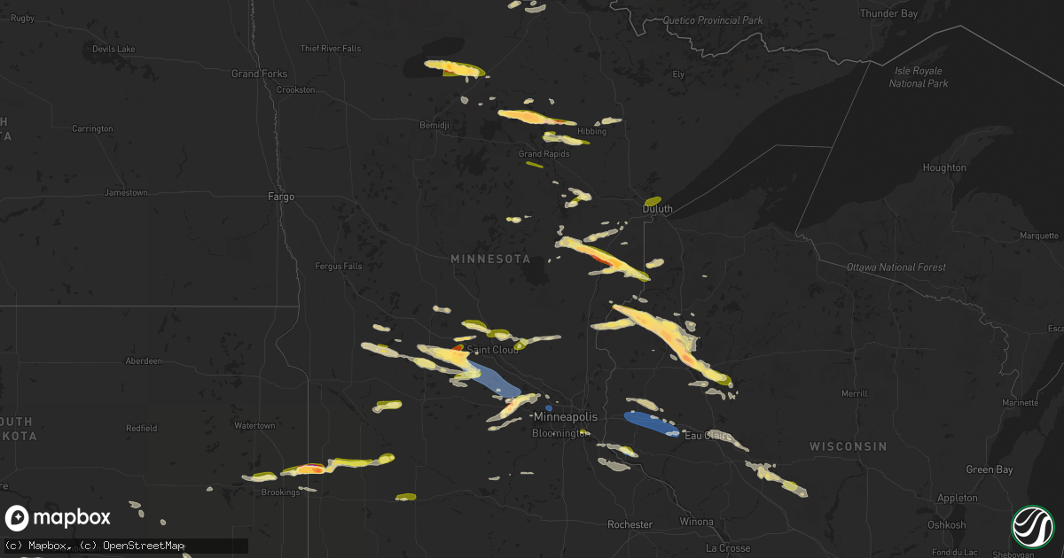 Hail map in Minnesota on July 19, 2023
