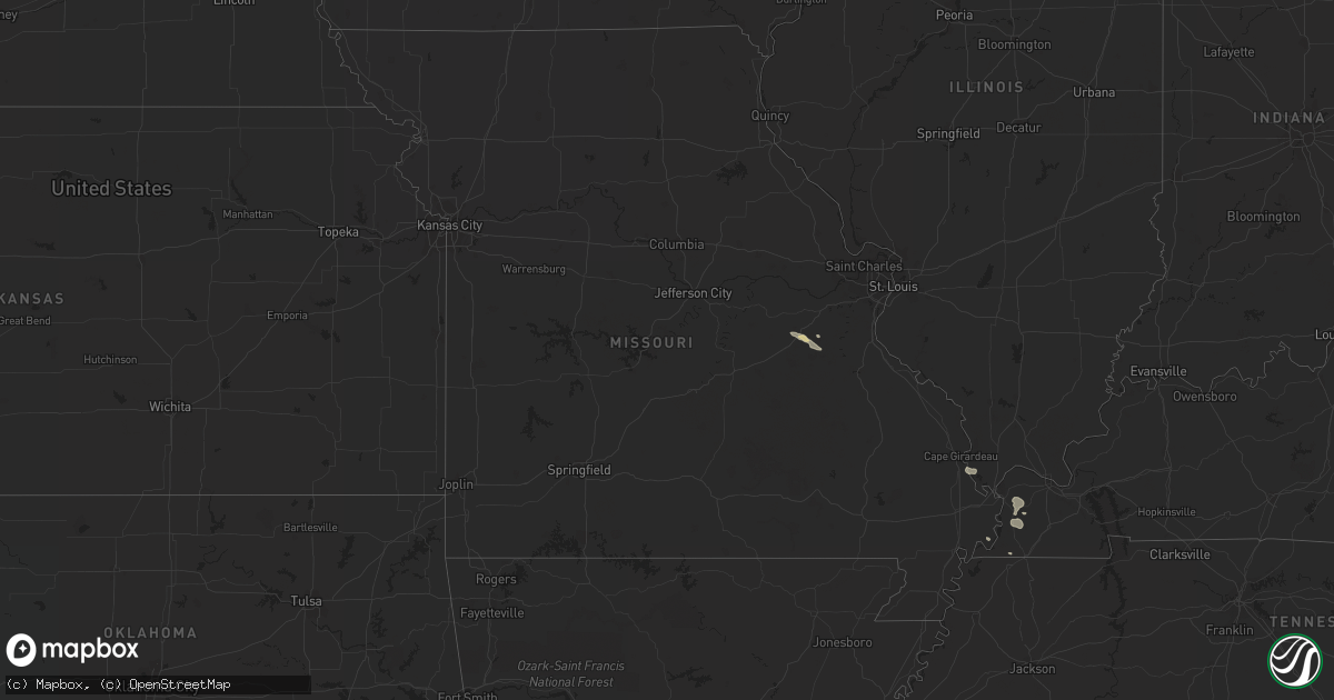 Hail map in Missouri on July 19, 2023