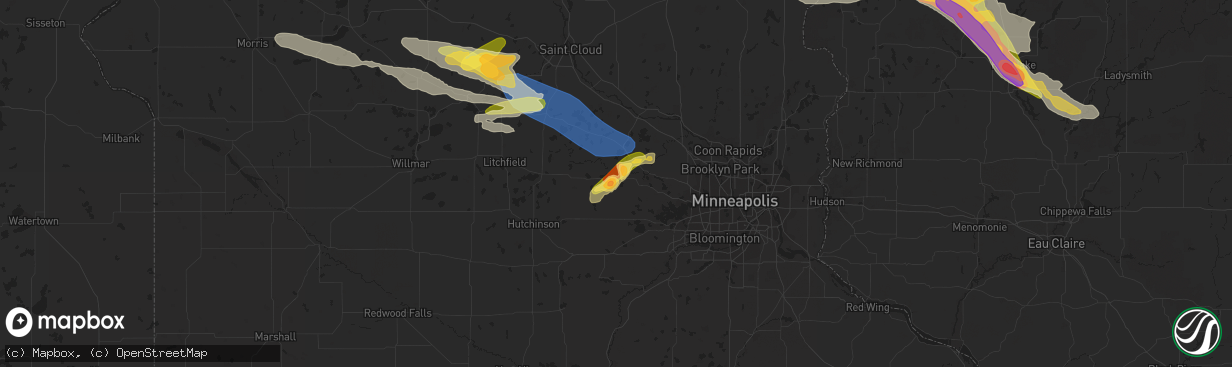 Hail map in Montrose, MN on July 19, 2023