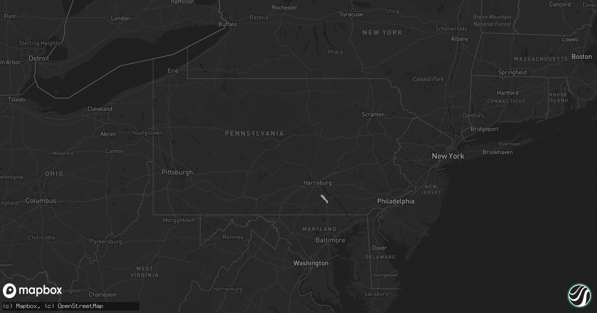 Hail map in Pennsylvania on July 19, 2023