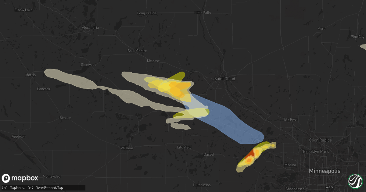 Hail map in Richmond, MN on July 19, 2023