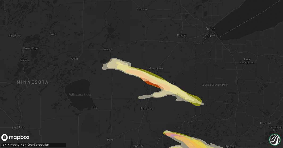 Hail map in Sturgeon Lake, MN on July 19, 2023