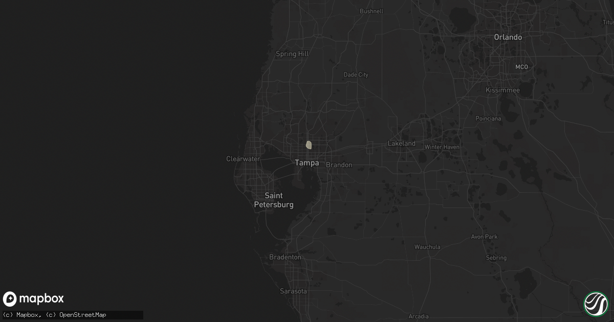 Hail map in Tampa, FL on July 19, 2023