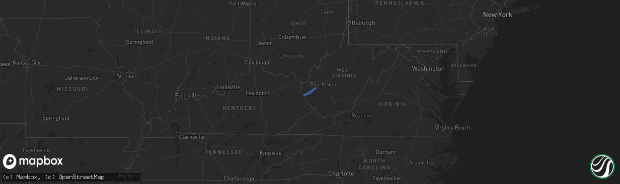 Hail map in West Virginia on July 19, 2023
