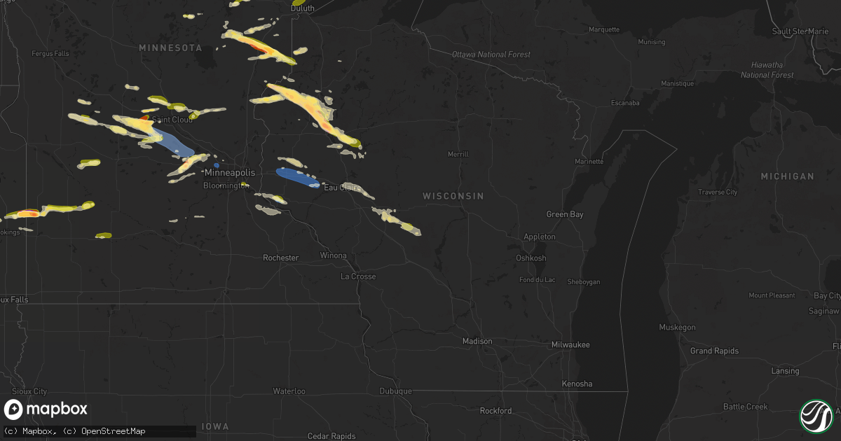 Hail map in Wisconsin on July 19, 2023