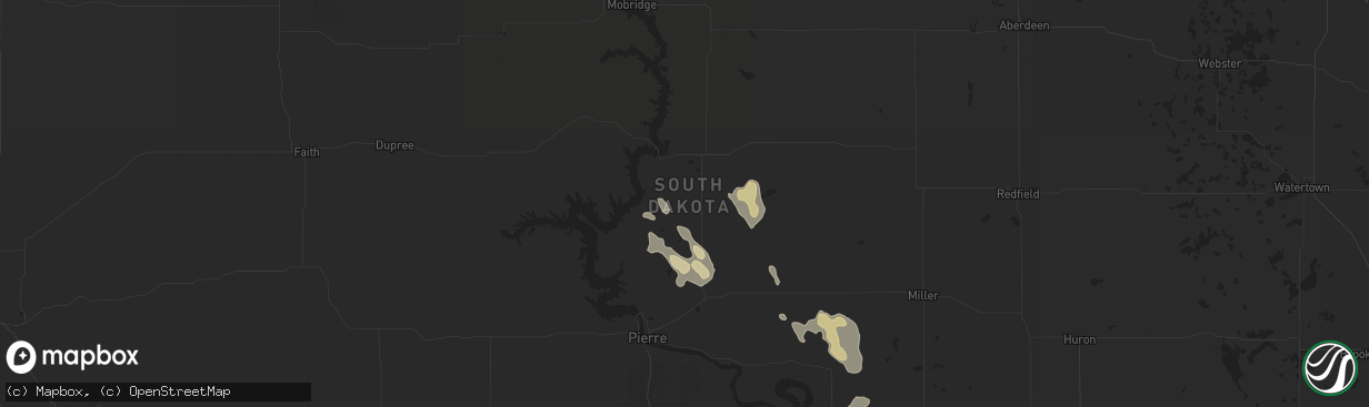 Hail map in Agar, SD on July 19, 2024